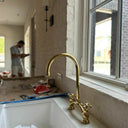 Unlacquered Brass Kitchen Faucet - Bridge V home decor accent for entryways, bathrooms, kitchens, shelves, and warm artisan interiors - view 2