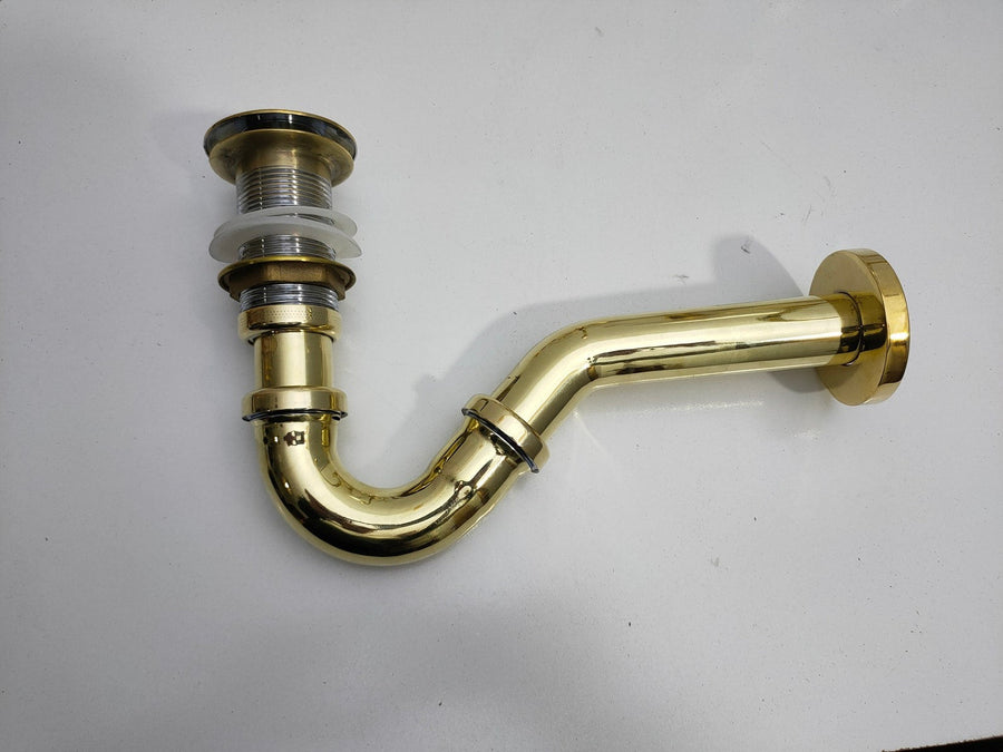 Unlacquered Brass P-Trap Bathroom Hardware home decor accent for entryways, bathrooms, kitchens, shelves, and warm artisan interiors - view 1