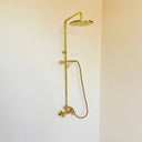 Unlacquered Brass ShowerHead with Handheld Shower home decor accent for entryways, bathrooms, kitchens, shelves, and warm artisan interiors - view 1