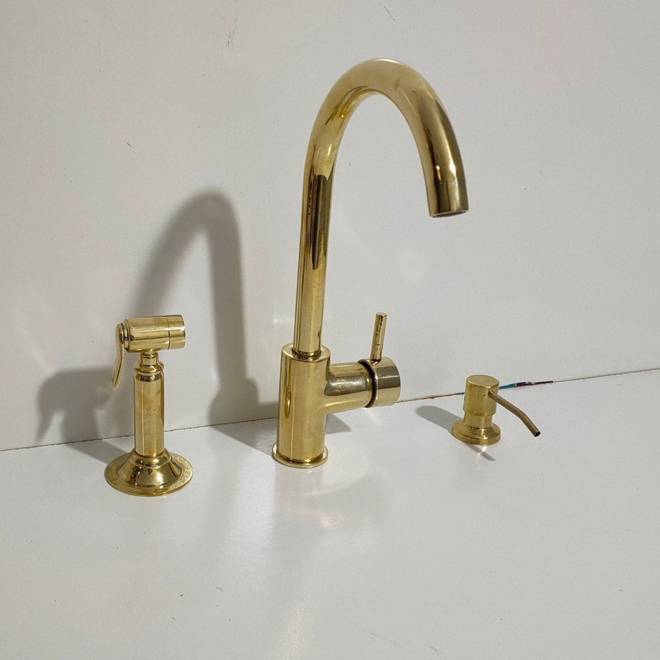 Unlacquered Brass Single Hole Kitchen Faucet Kitchen Faucets product photo