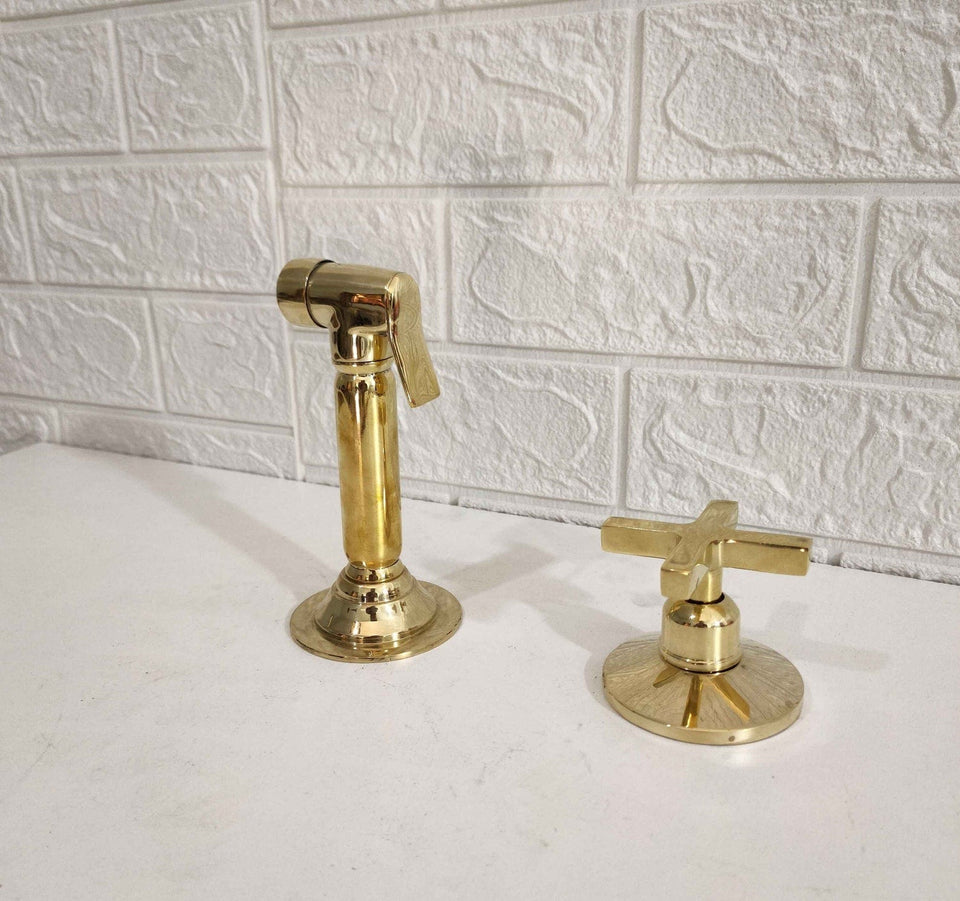 Unlacquered Brass Sprayer With Handle Kitchen Faucets product photo