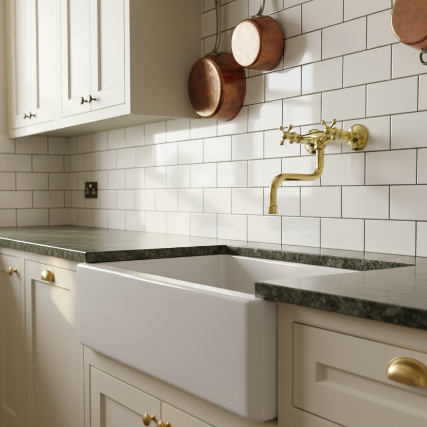 Unlacquered Brass Wall Mount Kitchen Faucet home decor accent for entryways, bathrooms, kitchens, shelves, and warm artisan interiors - view 1