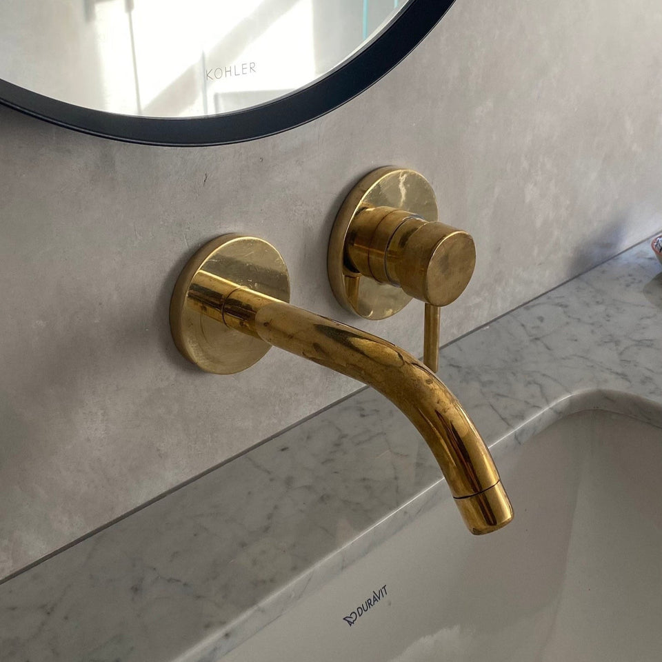 Unlacquered Brass Wall Mounted Faucet Bathroom Faucets product photo