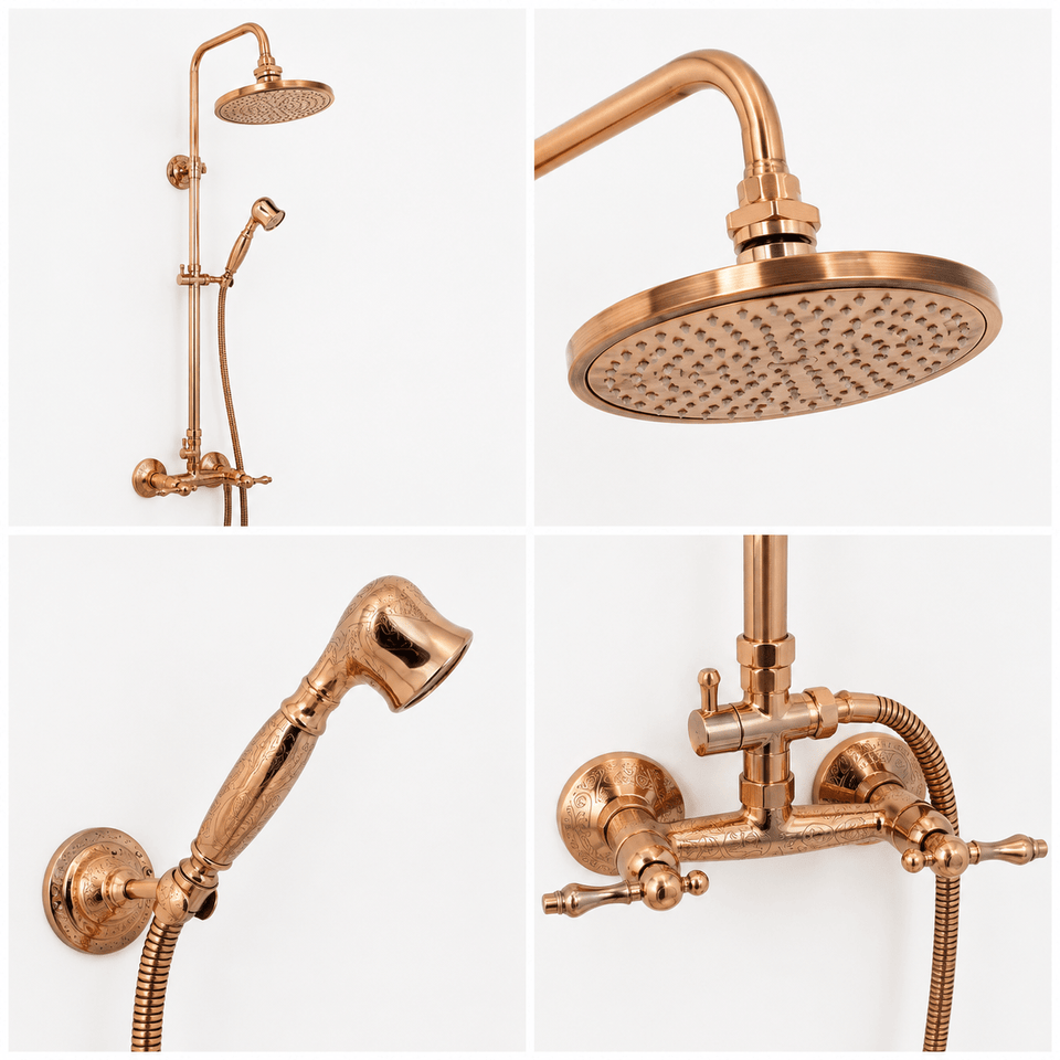 Handmade Copper Shower System – Luxury Rainfall Shower Fixture Shower Systems product photo