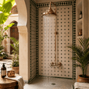 Unlacquered Copper Outdoor Shower with Handmade Copper Showerhead home decor accent for entryways, bathrooms, kitchens, shelves, and warm artisan interiors - view 2