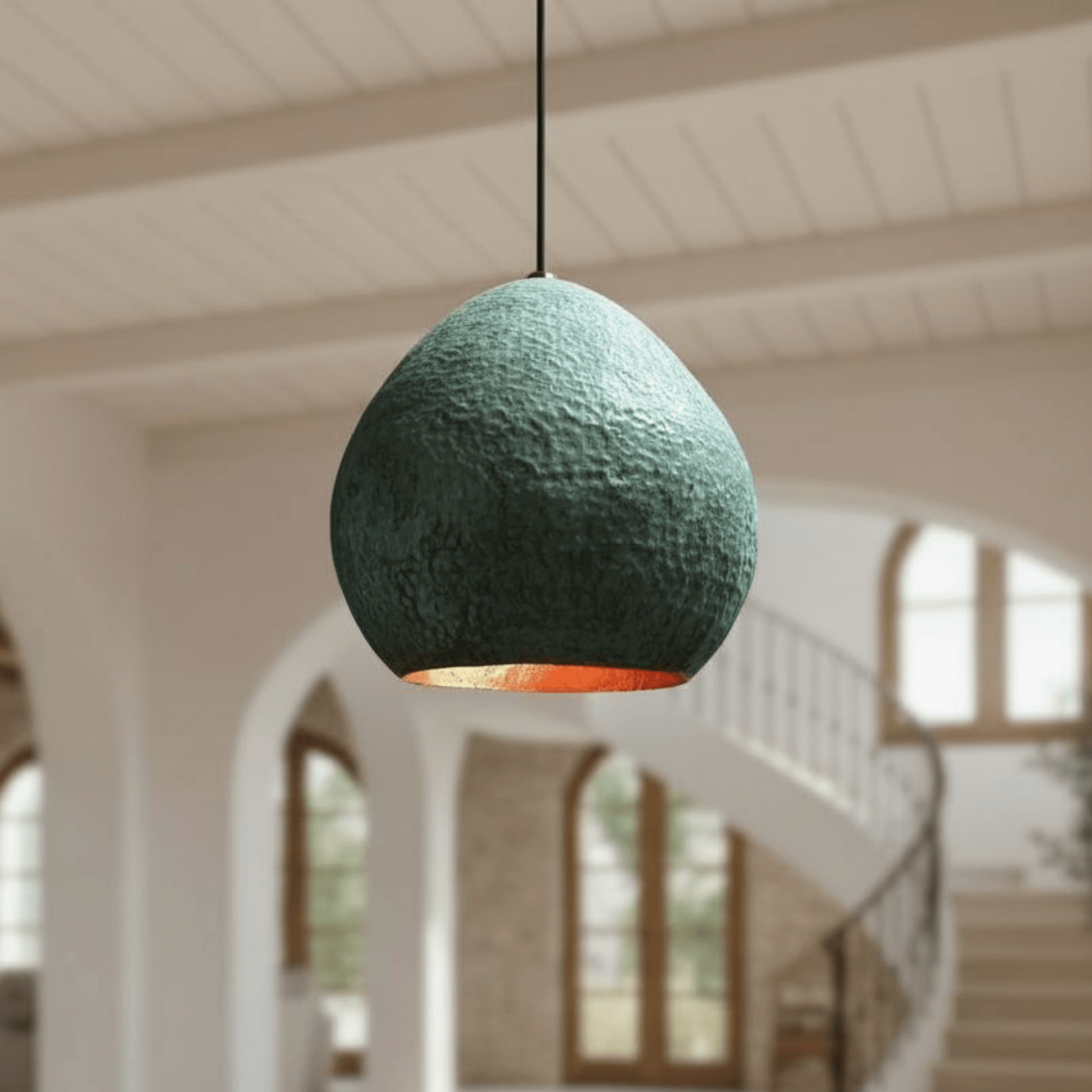 Verdigris Copper Dome Pendant – Green Patina Ceiling Light for Rustic Decor - Brass For Homes - 
