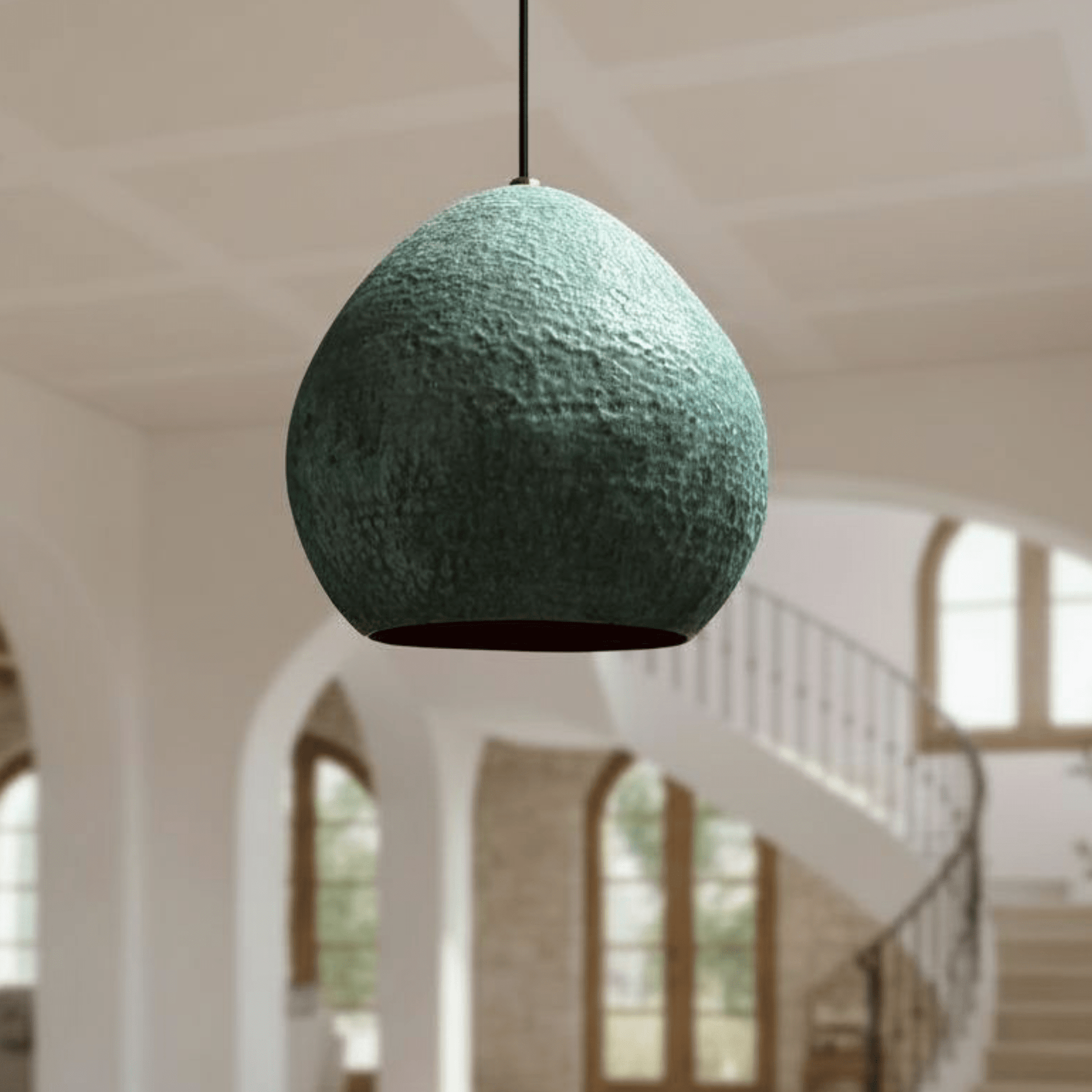 Verdigris Copper Dome Pendant – Green Patina Ceiling Light for Rustic Decor - Brass For Homes - 